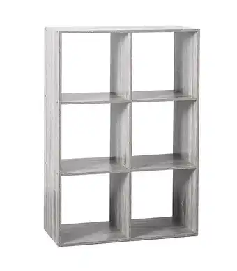 Bricomarché Meuble étagère 6 cases de rangement effet chêne gris h 100.5 cm offre
