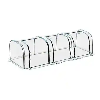 Serre de jardin tunnel 3,5l x 1l x 0,8h m 3 portes zippées bâche pvc transparent métal époxy vert
