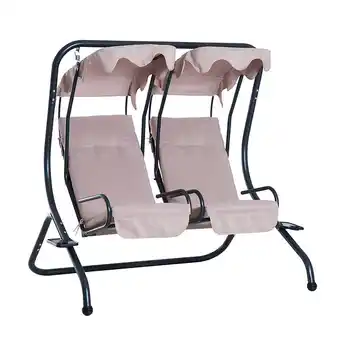 Bricorama Balancelle de jardin 2 places indépendantes 2 tablettes supports coussins assise dossier grand confort 1,7l x 1,36l x 1,7h m offre