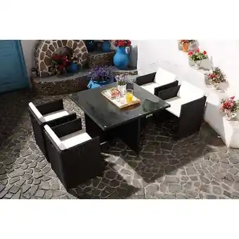 Bricorama Miami 4 noir/blanc : ensemble 4 personnes en résine tressée noire poly rotin offre