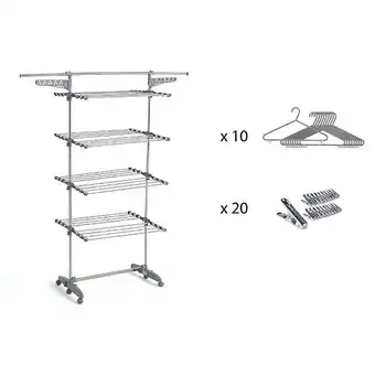 Etendoir à linge et accessoires extra gris acier 30m