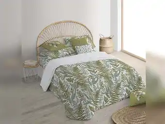 Bricorama Housse de coussin 100% coton 1 pièce vert à motifs végétaux 30x50 offre