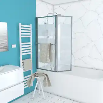 Bricorama Pare baignoire relevable 139x105cm avec volet - verre transparent avec bande depolie offre