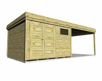 Abri de jardin bois • pin autoclave 27mm • 6,8x3,3m soit 22m2 •porte pleinne • livraison comprise • bac acier • fabrication f