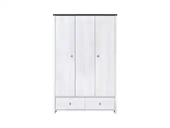 Bricorama Portos - armoire à trois portes pour salon chambre - style scandinave - 199,5 x 128,5 x 55,5 cm - tringle + tiroirs - blanc offre