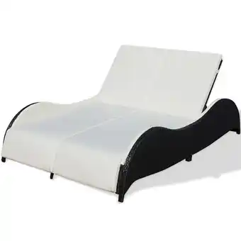 Bricorama Chaise longue double avec coussin ondulée noir résine tressée - noir offre