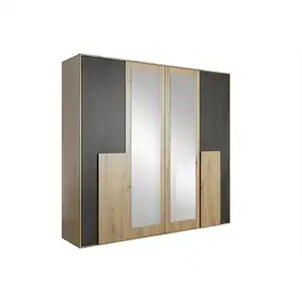Bricorama Lukki - grande armoire chambre à coucher - 203x200x65 cm - 2 miroirs - 10 étagères + 2 tringles - beige offre
