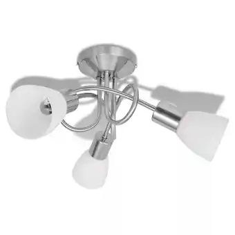 Bricorama Plafonnier avec abat-jour en verre 3 ampoules e14 - blanc offre