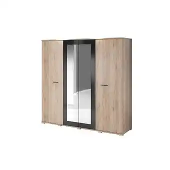 Bricorama Visby - armoire 4 portes chambre - 2 miroirs - tringle à vêtements - 9 étagères - 200x196x58 cm - beige offre