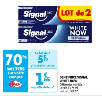 Auchan DENTIFRICE SIGNAL WHITE NOW offre