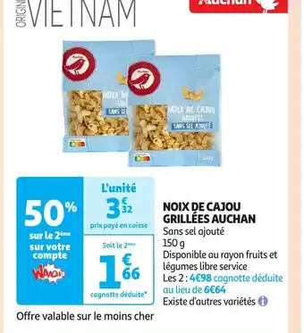 Auchan NOIX DE CAJOU GRILLÉES AUCHAN offre