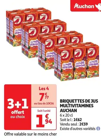 Auchan BRIQUETTES DE JUS MULTIVITAMINES AUCHAN offre