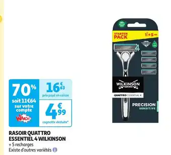 Auchan RASOIR QUATTRO ESSENTIEL 4 WILKINSON offre