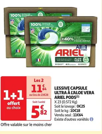 Auchan LESSIVE CAPSULE ULTRA A L'ALOE VERA ARIEL PODS offre