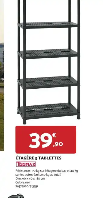 Bricomarché ÉTAGÈRE 5 TABLETTES offre