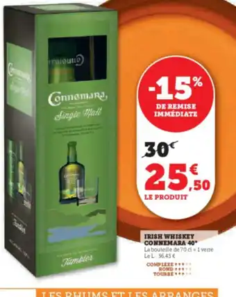 Super U IRISH WHISKEY CONNEMARA 40 offre