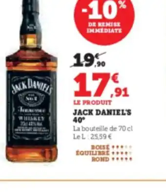 Super U LE PRODUIT JACK DANIEL'S 40° offre