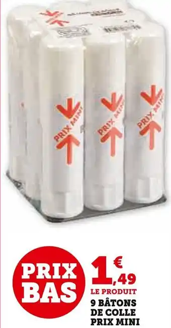 Super U 9 BÂTONS DE COLLE PRIX MINI offre