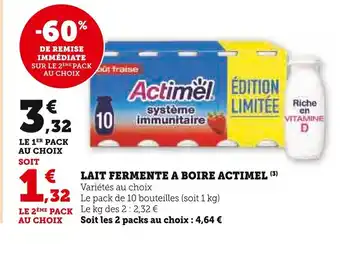 Super U LAIT FERMENTE A BOIRE ACTIMEL (3) offre