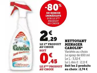 Super U NETTOYANT MENAGER CAROLIN offre
