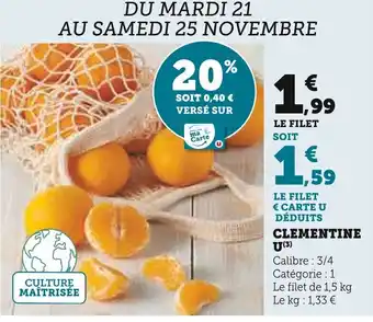 Super U CLEMENTINE U offre