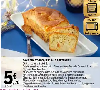 CAKE AUX ST-JACQUES* À LA BRETONNE(¹)