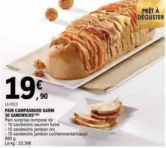 E.Leclerc PAIN CAMPAGNARD GARNI 30 SANDWICHS(¹)(2) offre