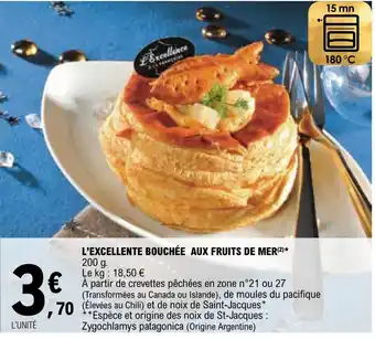 E.Leclerc L'EXCELLENTE BOUCHÉE AUX FRUITS DE MER(²)* 200 g. offre