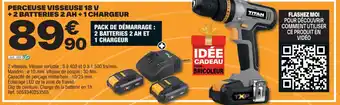 Brico Dépôt PERCEUSE VISSEUSE 18 V + 2 BATTERIES 2 AH +1 CHARGEUR offre