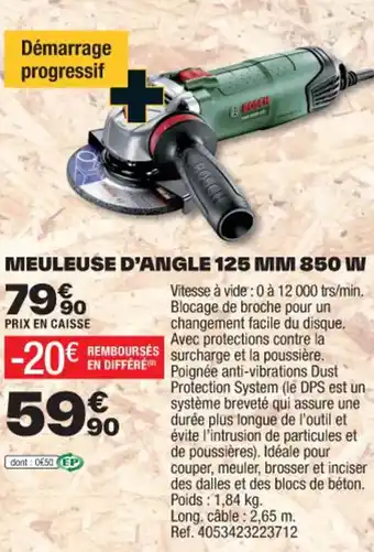 Brico Dépôt MEULEUSE D'ANGLE 125 MM 850 W offre