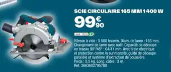 Brico Dépôt SCIE CIRCULAIRE 165 MM 1400 W offre