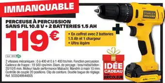 Brico Dépôt PERCEUSE À PERCUSSION SANS FIL 10.8 V +2 BATTERIES 1.5 AH offre