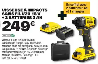 VISSEUSE À IMPACTS SANS FIL V20 18 V + 2 BATTERIES 2 AH