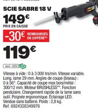 Brico Dépôt SCIE SABRE 18 V offre