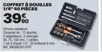 Brico Dépôt COFFRET À DOUILLES 1/4" 40 PIÈCES offre