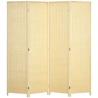 Bricomarché Paravent intérieur séparateur de pièce pliable 4 panneaux dim. 180l x 180h cm bois pin bambou coton offre