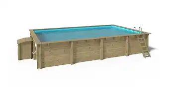 Bricomarché Piscine de jardin en bois - 7,20x4,20 x h.1,45 m - rectangulaire - coffre de filtration compris offre