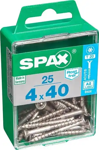 Bricomarché Lot de 25 vis inox tête fraisée torx spax, diam.4 mm x l.40 mm offre