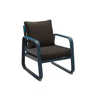 Bricomarché Fauteuil détente de jardin tonio bleu/gris - aluminium - coussins déhoussables offre