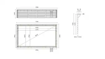 Piscine de jardin en bois - 7,20x4,20 x h.1,45m - rectangulaire