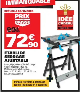 ÉTABLI DE SERRAGE AJUSTABLE