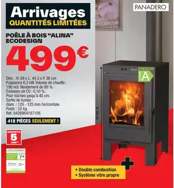 Brico Dépôt POÊLE À BOIS "ALINA" ECODESIGN offre
