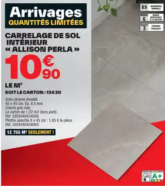 Brico Dépôt CARRELAGE DE SOL INTÉRIEUR «ALLISON PERLA >>> offre