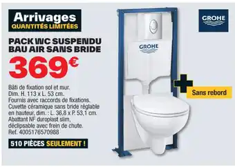 PACK WC SUSPENDU BAU AIR SANS BRIDE