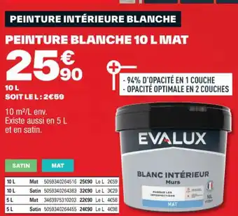 Brico Dépôt PEINTURE BLANCHE 10 L MAT offre