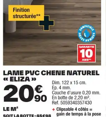 Brico Dépôt LAME PVC CHENE NATUREL « ELIZA » offre