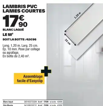 Brico Dépôt LAMBRIS PVC LAMES COURTES offre