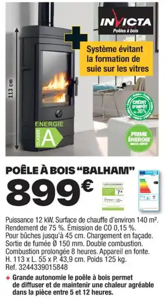 Brico Dépôt POÊLE À BOIS "BALHAM" offre