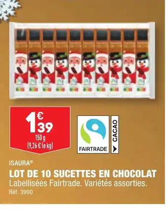 ALDI LOT DE 10 SUCETTES EN CHOCOLAT offre