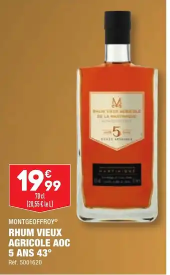 ALDI RHUM VIEUX AGRICOLE AOC 5 ANS 43° offre